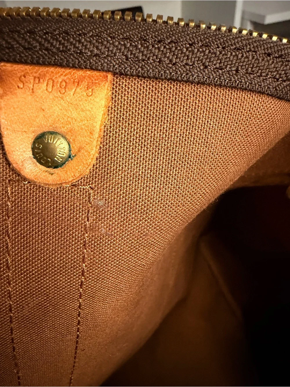 Louis Vuitton Brown Monogram Travel Duffle with Tan Leather Trim